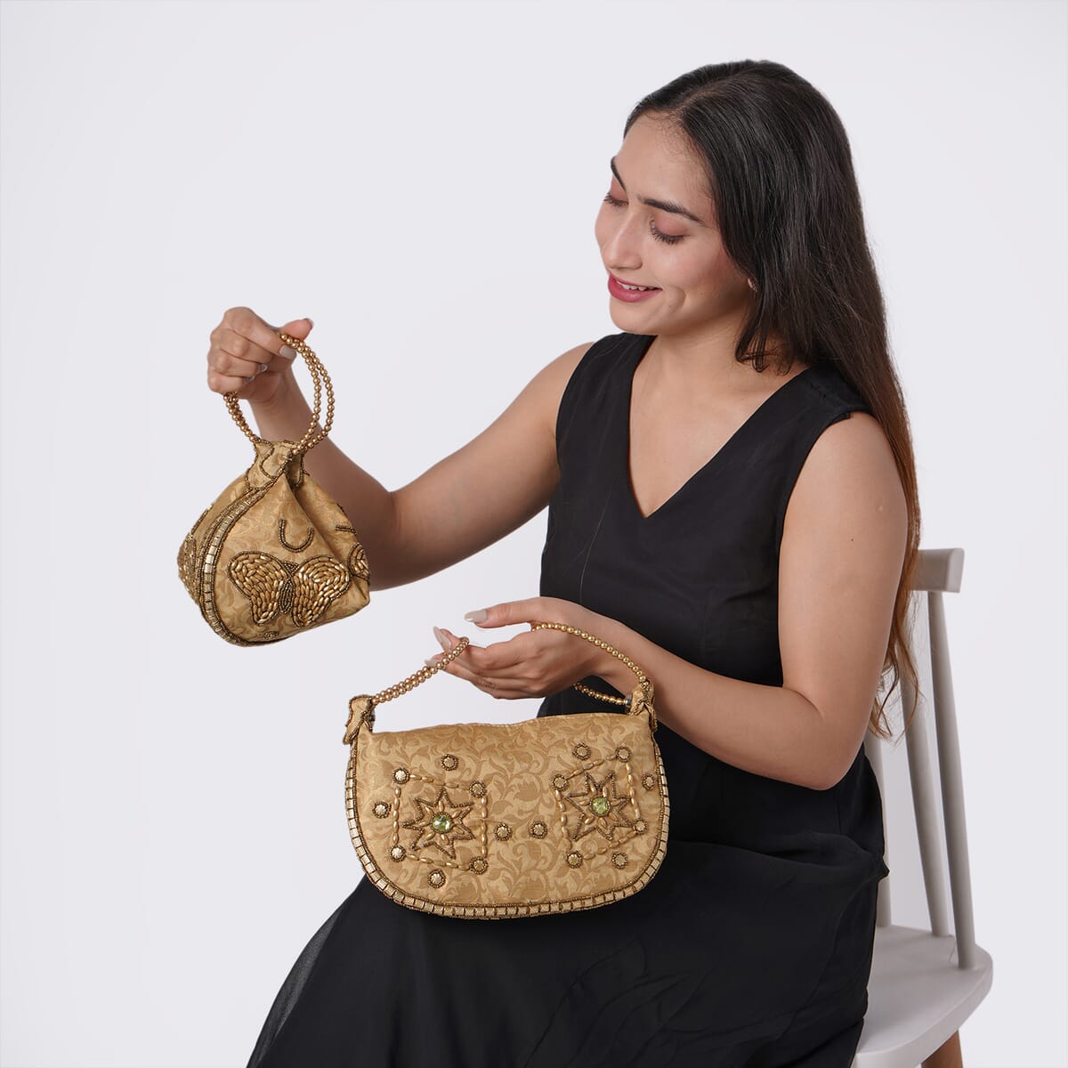 Set of 2 Beige Potli Bag image number 1