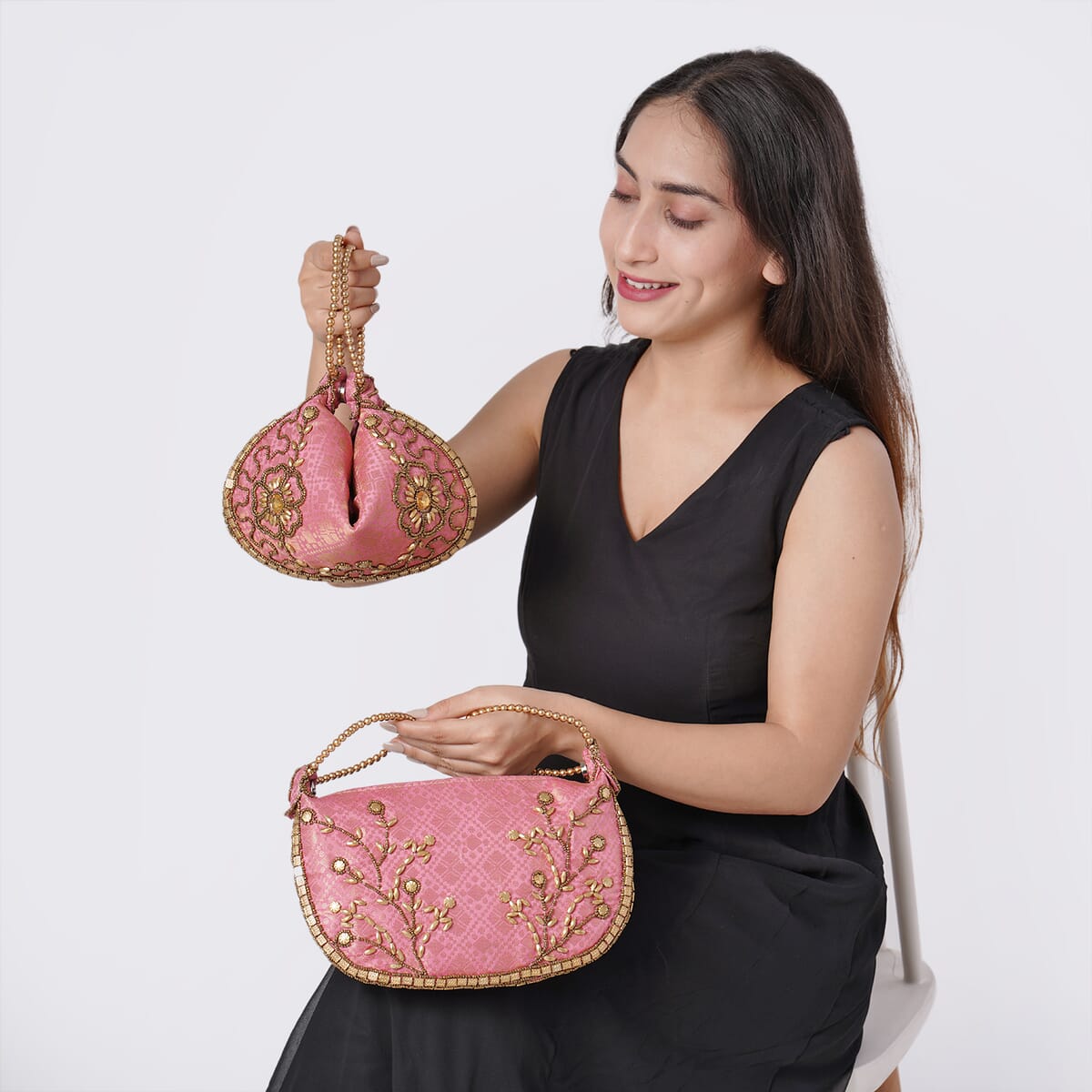 Set of 2 Pink Potli Bag image number 1