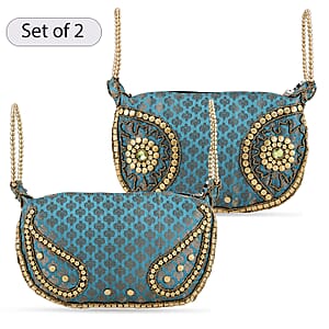 Set of 2 Turquoise Potli Bag