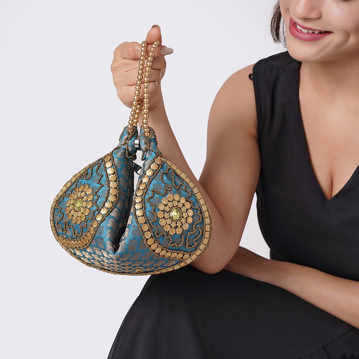 Set of 2 Turquoise Potli Bag image number 2