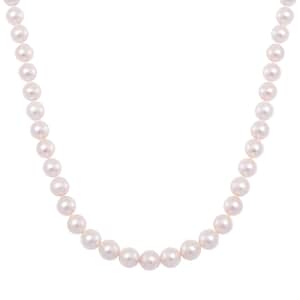 Doorbuster White Edison Pearl Necklace in Rhodium Over Sterling Silver 20 Inches