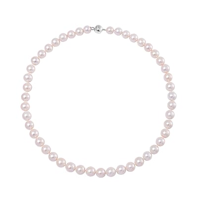 White Edison Pearl Necklace in Rhodium Over Sterling Silver 20 Inches