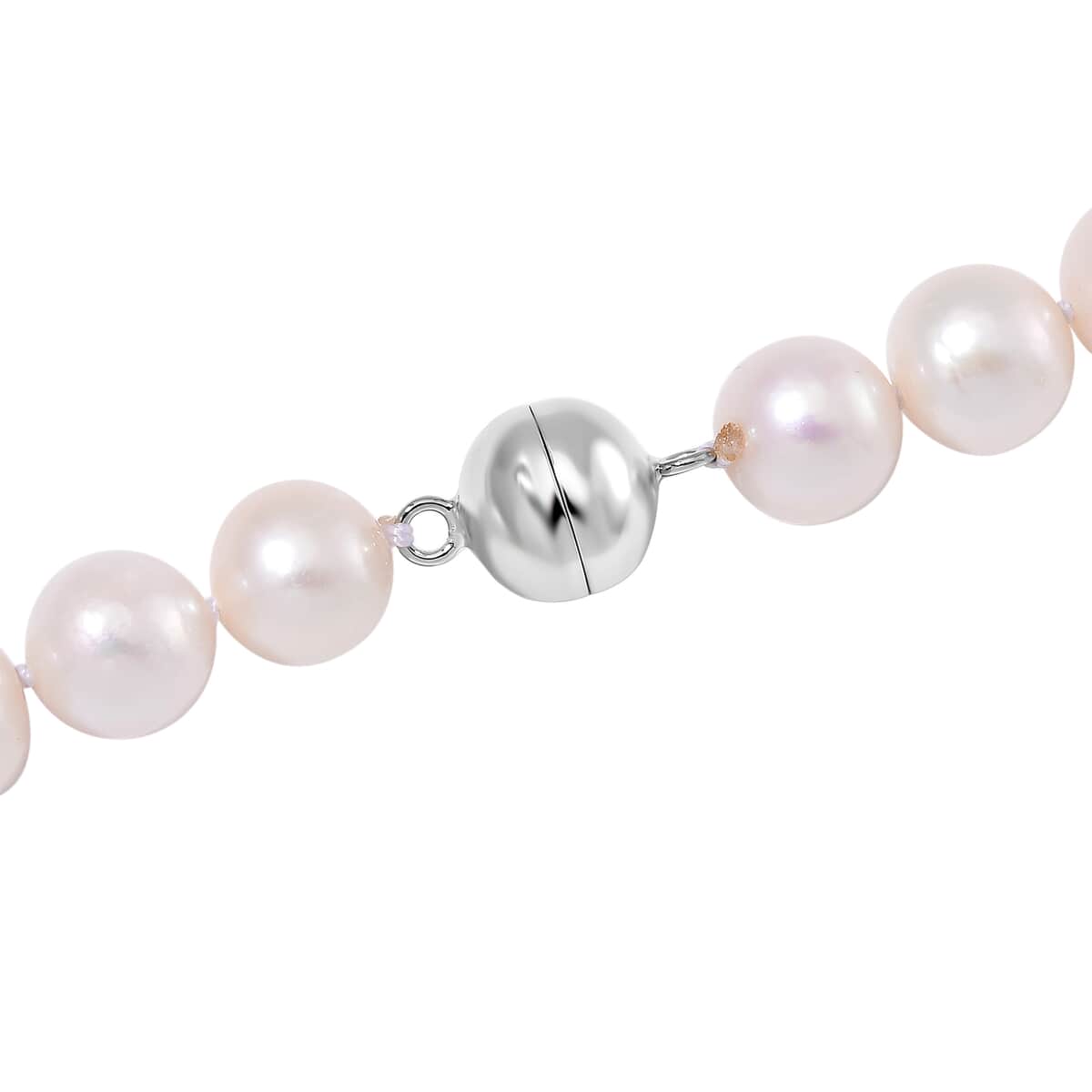 Doorbuster White Edison Pearl Necklace in Rhodium Over Sterling Silver 20 Inches image number 3