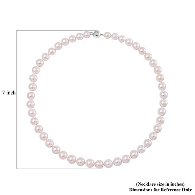 White Edison Pearl Necklace in Rhodium Over Sterling Silver 20 Inches
