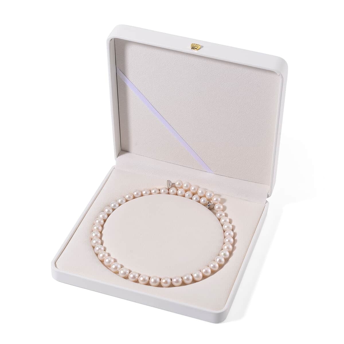 Doorbuster White Edison Pearl Necklace in Rhodium Over Sterling Silver 20 Inches image number 5