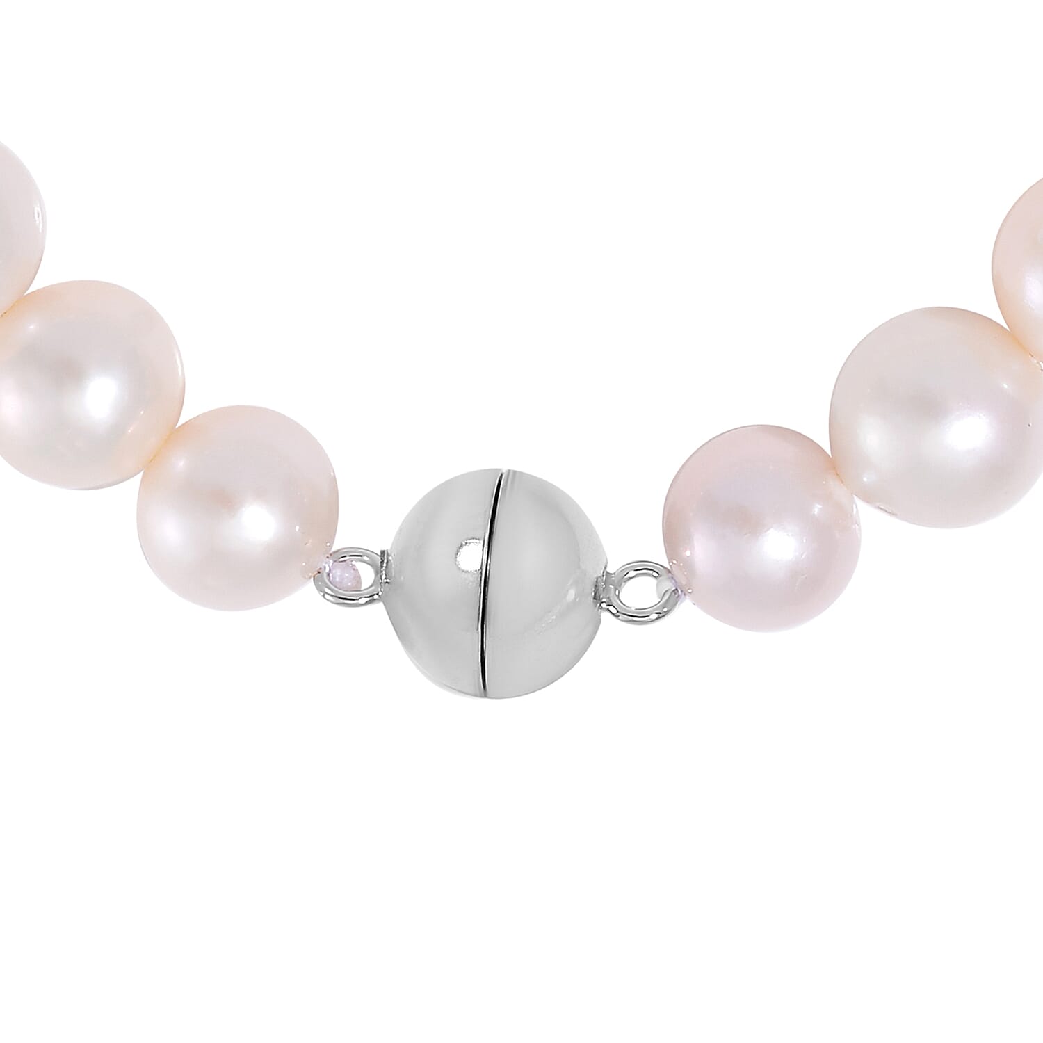 White Edison Pearl Bracelet in Rhodium Over Sterling Silver (6.50 In)
