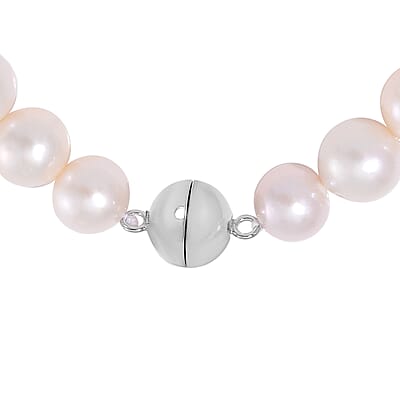 White Edison Pearl Bracelet in Rhodium Over Sterling Silver (6.50 In)