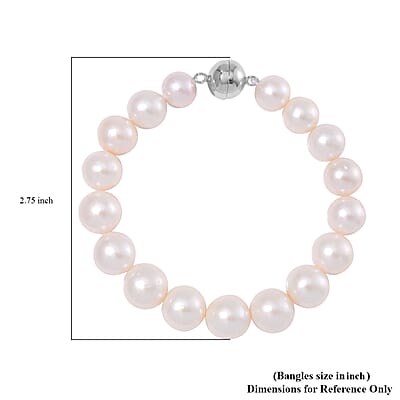 White Edison Pearl Bracelet in Rhodium Over Sterling Silver (6.50 In)