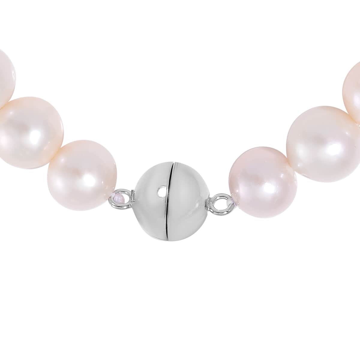 Doorbuster White Edison Pearl Stretch Bracelet in Rhodium Over Sterling Silver (7.25 In) image number 4