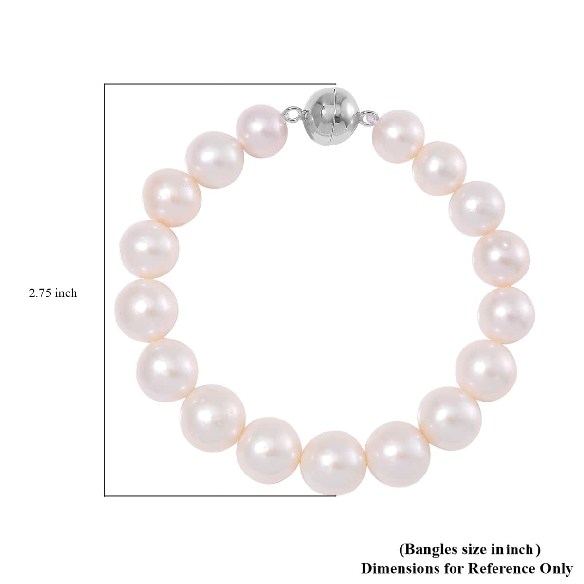 Doorbuster White Edison Pearl Stretch Bracelet in Rhodium Over Sterling Silver (7.25 In) image number 5