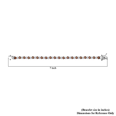 D'Joy Ceylon Hessonite Garnet and Moissanite 5.40 ctw Bracelet in Rhodium Over Sterling Silver (6.50 In)