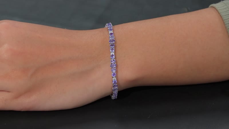 Tanzanite, Moissanite Sound Wave Bracelet in Rhodium Over Sterling Silver (6.50 In) 7.50 ctw