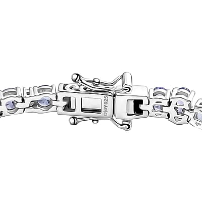 D'Joy Tanzanite and Moissanite 7.50 ctw Sound Wave Bracelet in Rhodium Over Sterling Silver (6.50 In)