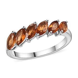 D'Joy Ceylon Hessonite Garnet 1.40 ctw 6 Stone Ring in 18K Vermeil Yellow Gold Over Sterling Silver (Size 8.0)