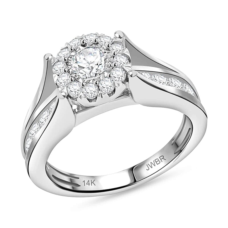 White Diamond G-H I2 1.30 ctw Ring in 14K White Gold (Size 6.5) 5.25 Grams
