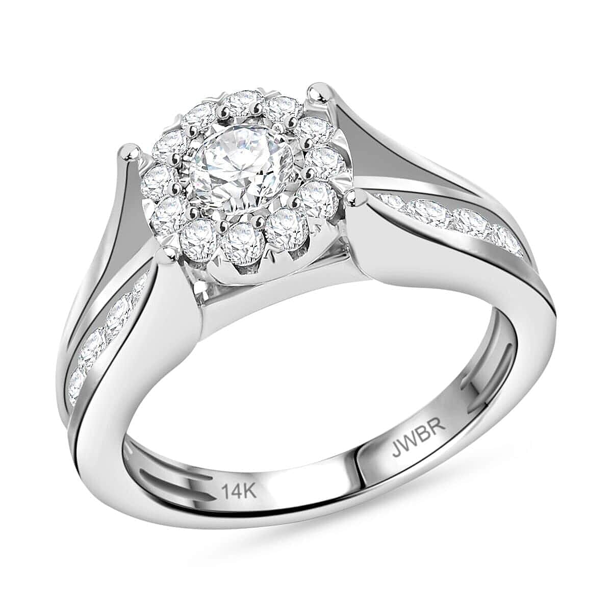 White Diamond G-H I2 1.30 ctw Ring in 14K White Gold (Size 7.0) 5.25 Grams