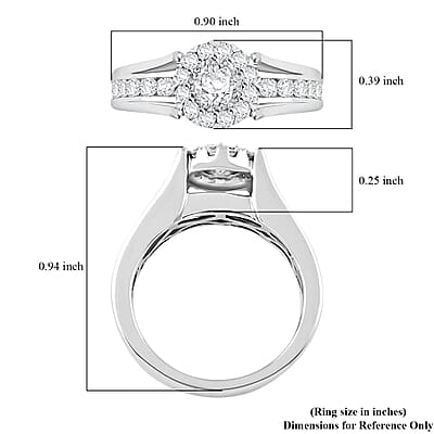 White Diamond G-H I2 1.30 ctw Ring in 14K White Gold (Size 7.5) 5.25 Grams