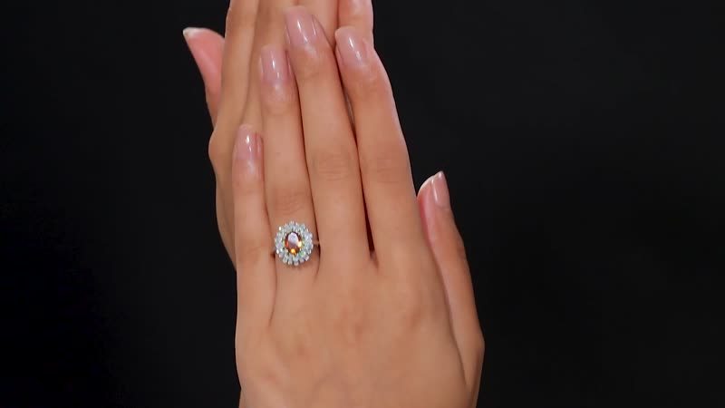Tanzanian Sunlit Garnet, Multi Gemstone Sunburst Ring in Rhodium Over Sterling Silver (Size 5.0) 2.00 ctw