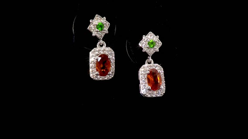 D'Joy Ceylon Hessonite Garnet and Multi Gemstone 1.70 ctw Dangle Earrings in Rhodium Over Sterling Silver