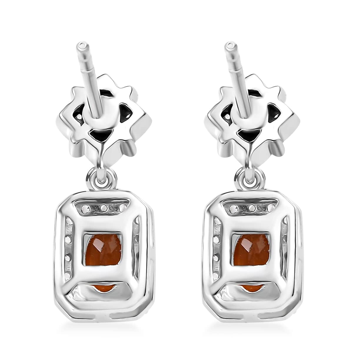 Ceylon Hessonite Garnet and Multi Gemstone 1.70 ctw Dangle Earrings in Rhodium Over Sterling Silver image number 3