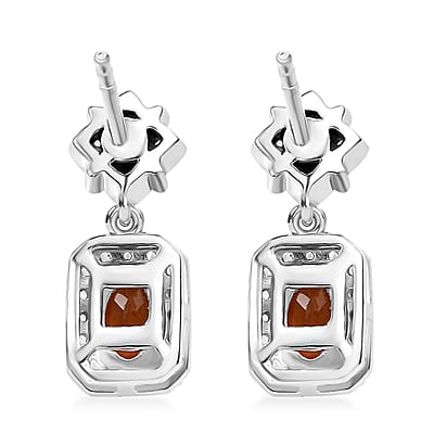 D'Joy Ceylon Hessonite Garnet and Multi Gemstone 1.70 ctw Dangle Earrings in Rhodium Over Sterling Silver