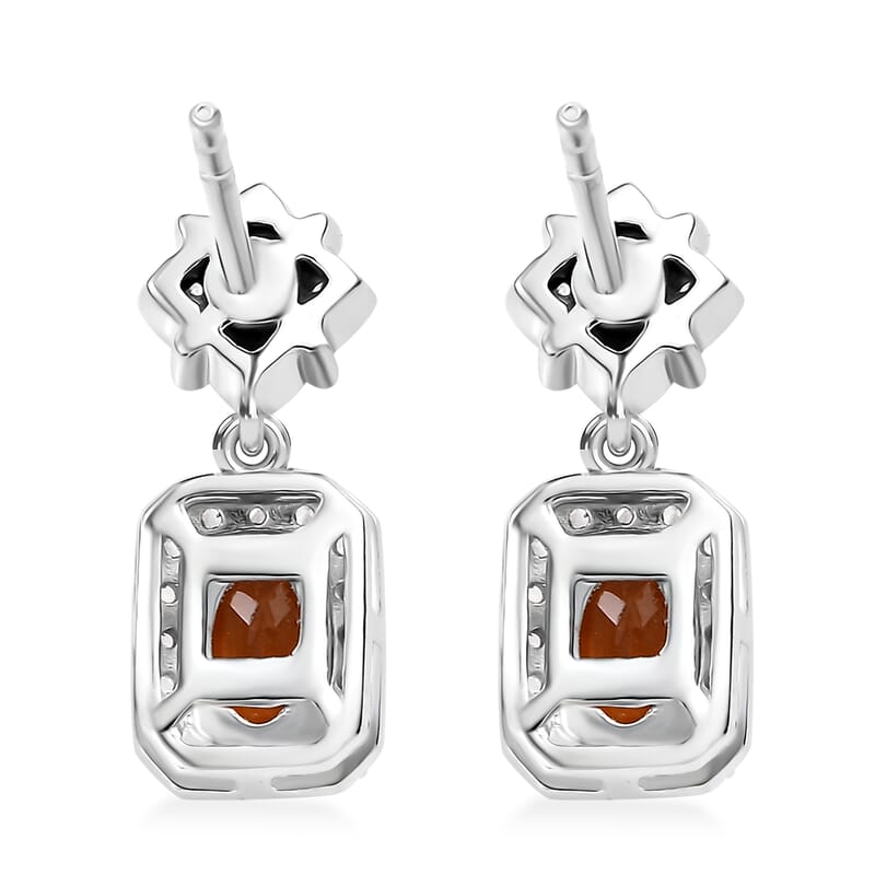 D'Joy Ceylon Hessonite Garnet and Multi Gemstone 1.70 ctw Dangle Earrings in Rhodium Over Sterling Silver