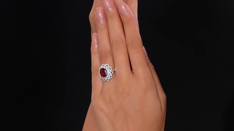Premium Tanzanian Sunlit Garnet, Moissanite Ring in Rhodium Over Sterling Silver (Size 7.0) 4.90 ctw