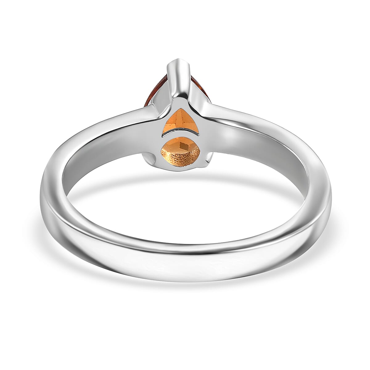 D'Joy Ceylon Hessonite Garnet 1.15 ctw Solitaire Ring in Rhodium Over Sterling Silver (Size 10.0)