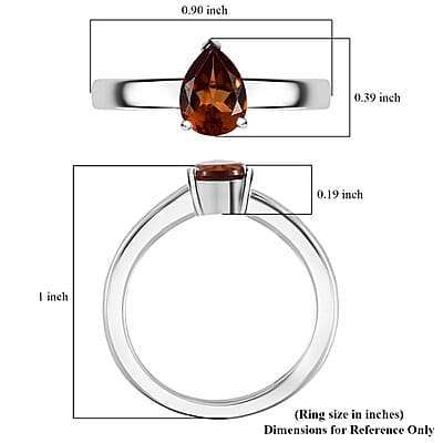 D'Joy Ceylon Hessonite Garnet 1.15 ctw Solitaire Ring in Rhodium Over Sterling Silver (Size 10.0)