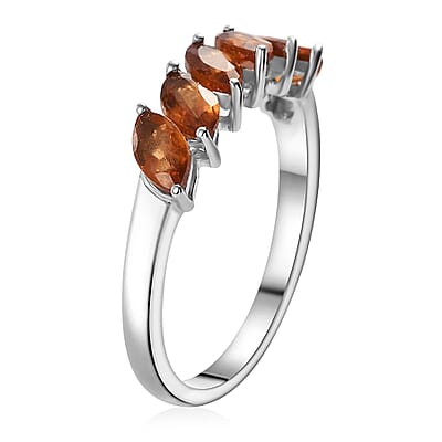 D'Joy Ceylon Hessonite Garnet 1.90 ctw Ring in Rhodium Over Sterling Silver (Size 10.0)