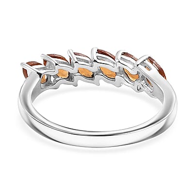 D'Joy Ceylon Hessonite Garnet 1.90 ctw Ring in Rhodium Over Sterling Silver (Size 10.0)