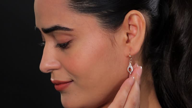 D'Joy Ceylon Hessonite Garnet and White Zircon 1.50 ctw Dangling Earrings in 18K Vermeil Rose Gold Over Sterling Silver