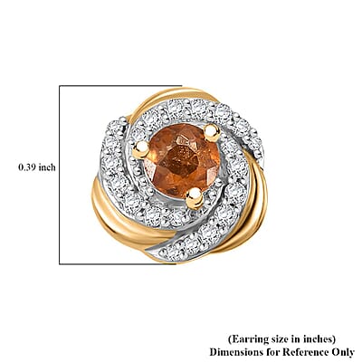 D'Joy Ceylon Hessonite Garnet and White Zircon 1.10 ctw Knot Stud Earrings in 18K Vermeil Yellow Gold Over Sterling Silver