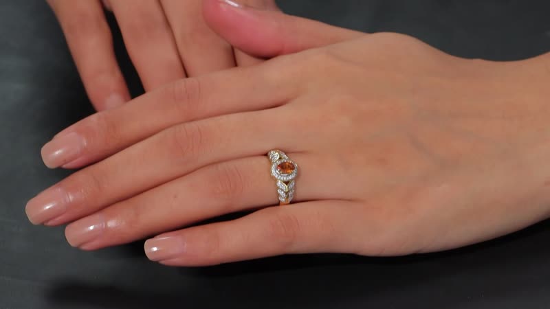 Ceylon Hessonite Garnet and White Zircon 0.90 ctw Ring in 18K Vermeil Yellow Gold Over Sterling Silver (Size 10.0)