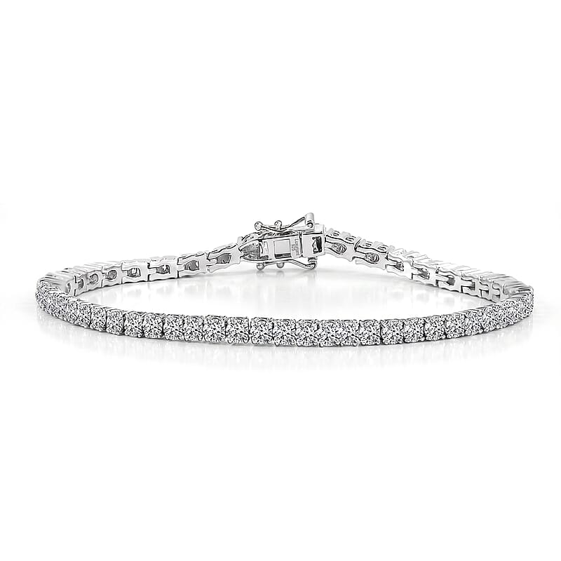 Luxuriant Lab Grown Diamond E-F VS 2.50 ctw Tennis Bracelet in Rhodium Over Sterling Silver (6.50 In)