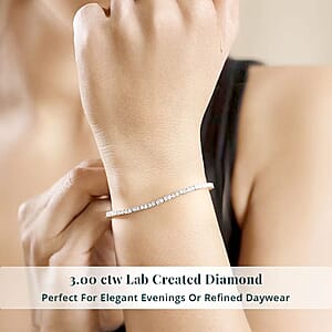 Luxuriant Lab Grown Diamond E-F VS 2.50 ctw Tennis Bracelet in Rhodium Over Sterling Silver (6.50 In)