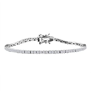 Luxuriant Lab Grown Diamond E-F VS 3.00 ctw Tennis Bracelet in Rhodium Over Sterling Silv (7.25 In)