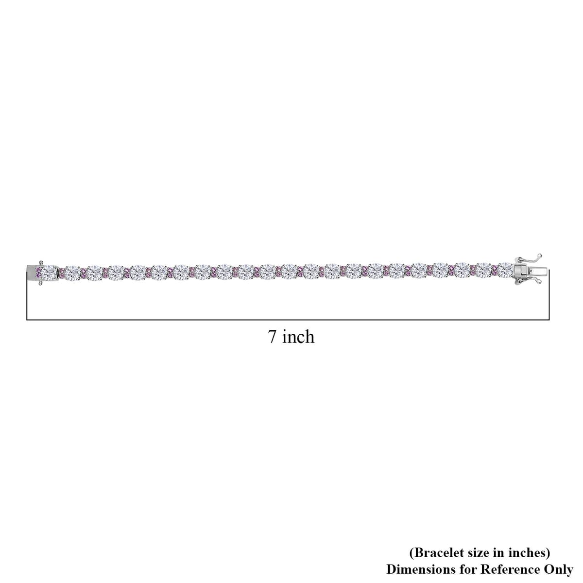 D'Joy Moissanite and Madagascar Pink Sapphire 10.60 ctw Dream Weaver Bracelet in Rhodium Over Sterling Silver (6.50 In) image number 4