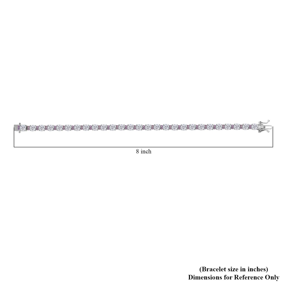 D'Joy Moissanite and Madagascar Pink Sapphire 13.35 ctw Dream Weaver Bracelet in Rhodium Over Sterling Silver (8.00 In) image number 4