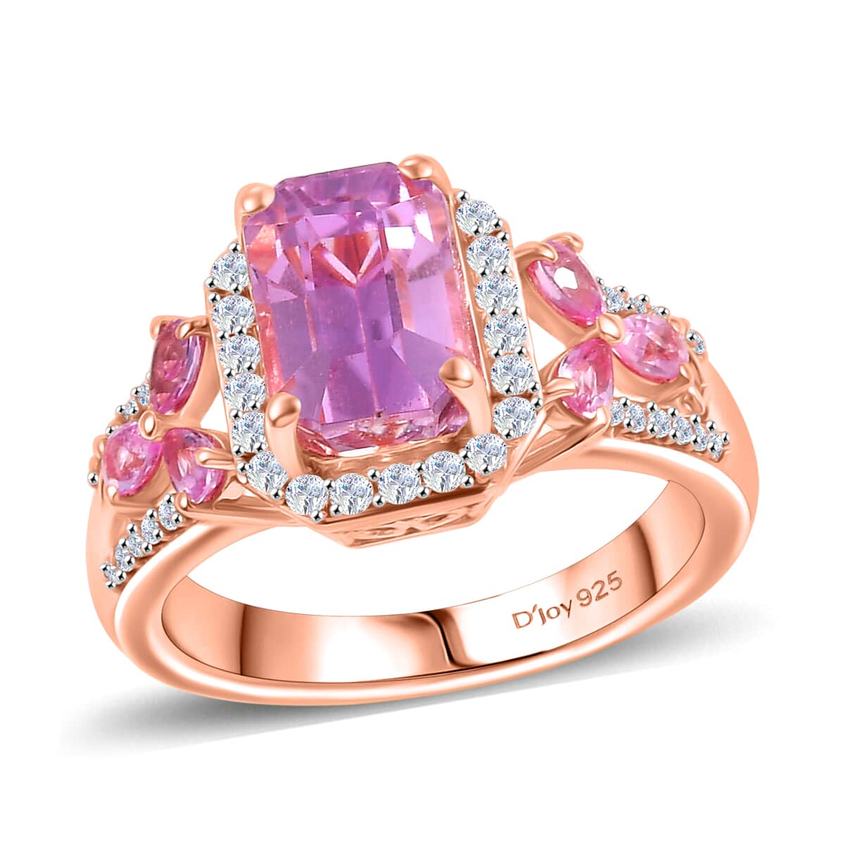 Patroke Kunzite and Multi Gemstone 4.00 ctw Halo Ring in 18K Vermeil Rose Gold Over Sterling Silver (Size 10.0) image number 0