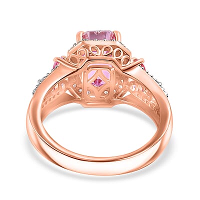 D'Joy Patroke Kunzite and Multi Gemstone 4.00 ctw Halo Ring in 18K Vermeil Rose Gold Over Sterling Silver (Size 10.0)