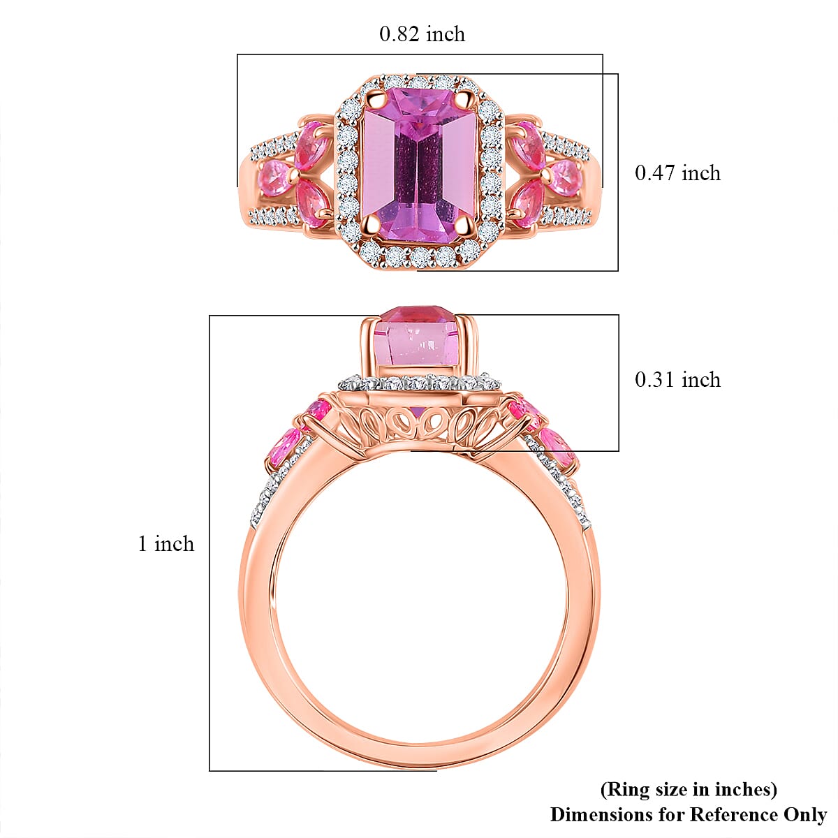 D'Joy Patroke Kunzite and Multi Gemstone 4.00 ctw Halo Ring in 18K Vermeil Rose Gold Over Sterling Silver (Size 10.0)