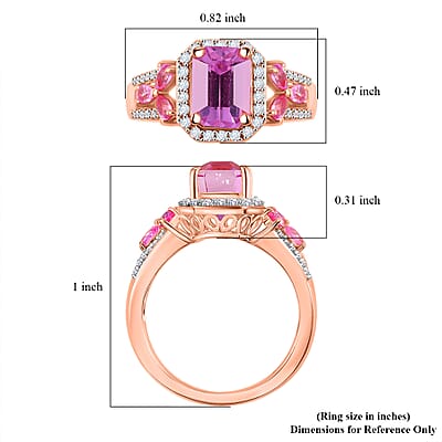 D'Joy Patroke Kunzite and Multi Gemstone 4.00 ctw Halo Ring in 18K Vermeil Rose Gold Over Sterling Silver (Size 10.0)