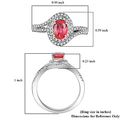 Luxoro 14K White Gold AAA Padparadscha Sapphire (BT), Diamond (G-H, I2) (0.30 cts) Ring (Size 10.0) 1.60 ctw