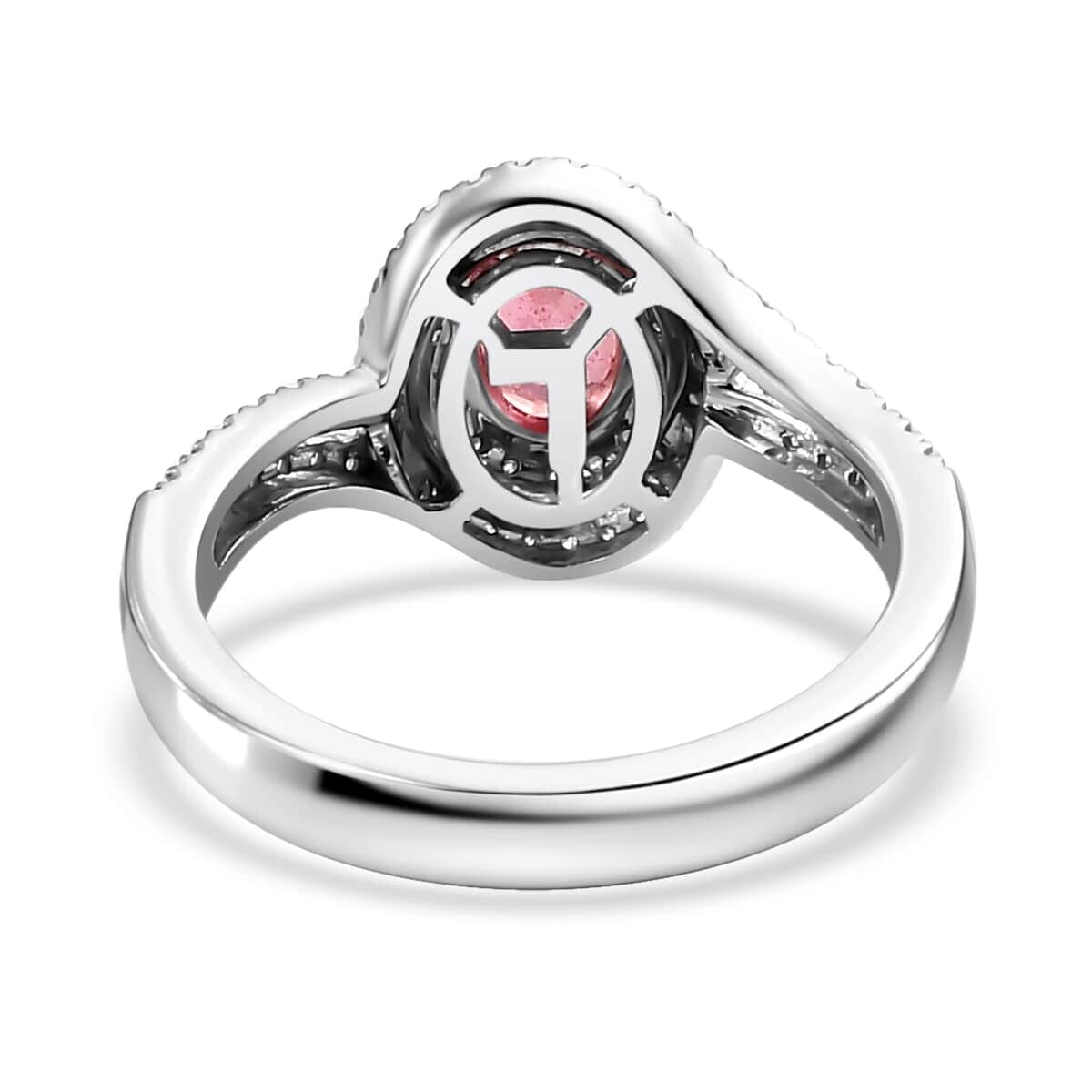 Luxoro 14K White Gold AAA Padparadscha Sapphire (BT), Diamond (G-H, I2) (0.30 cts) Ring (Size 5.0) 1.60 ctw image number 4