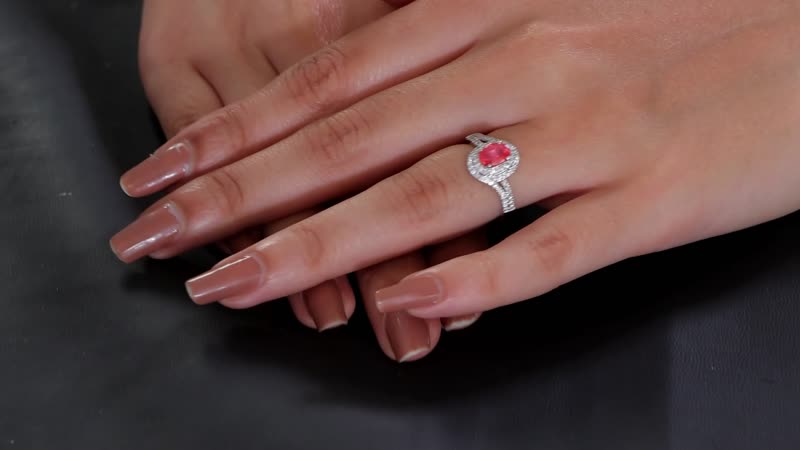 Luxoro 14K White Gold AAA Padparadscha Sapphire (BT), Diamond (G-H, I2) (0.30 cts) Ring (Size 8.0) 1.60 ctw