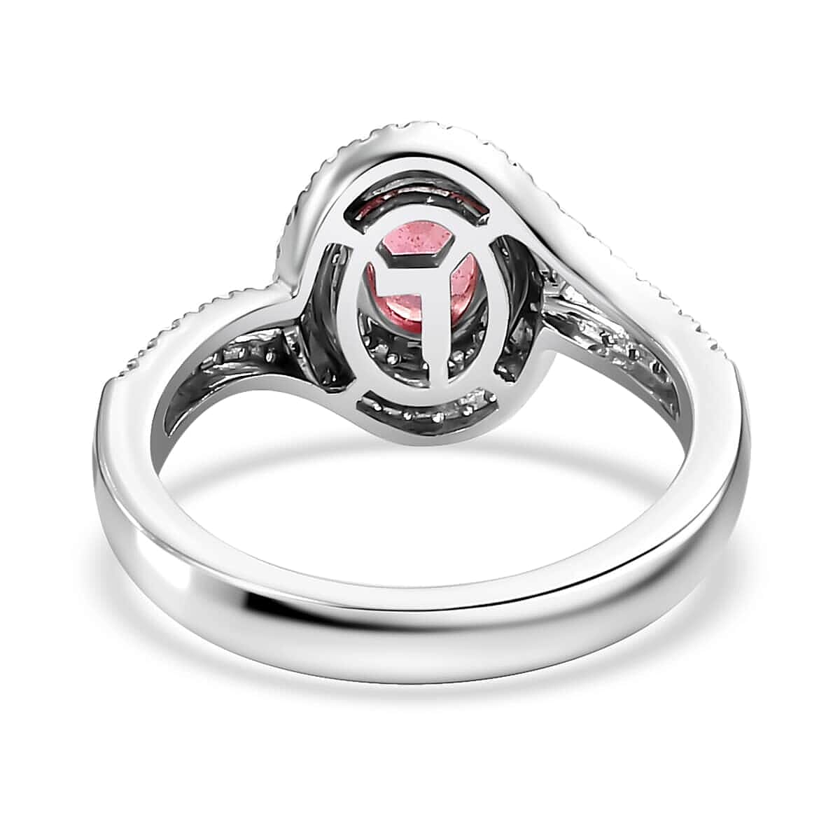 Luxoro 14K White Gold AAA Padparadscha Sapphire (BT), Diamond (G-H, I2) (0.30 cts) Ring (Size 7.5) 1.60 ctw image number 4