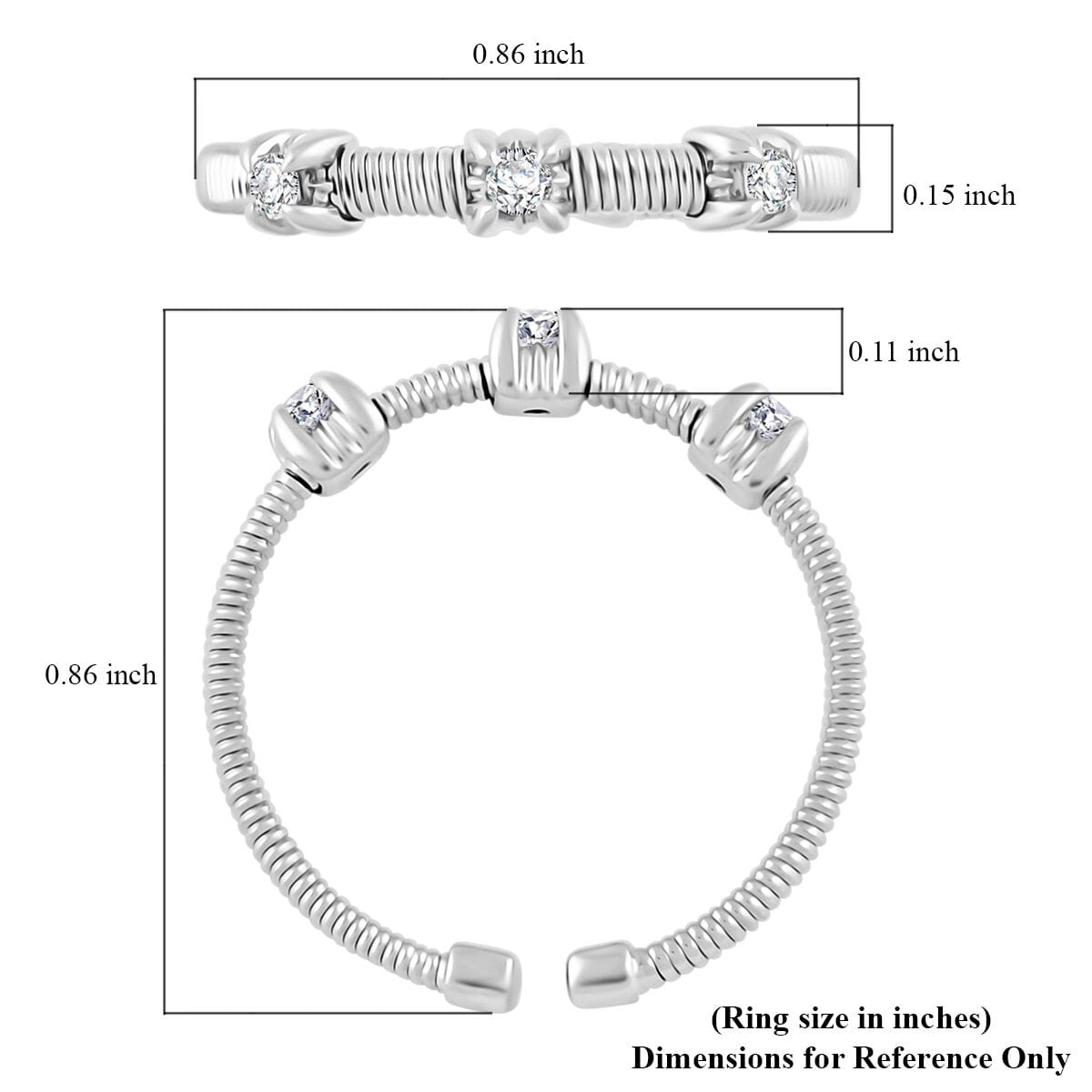 Modani Diamond 0.10 ctw Ring in 14K White Gold with Titanium Spring (Size 5.0) image number 4