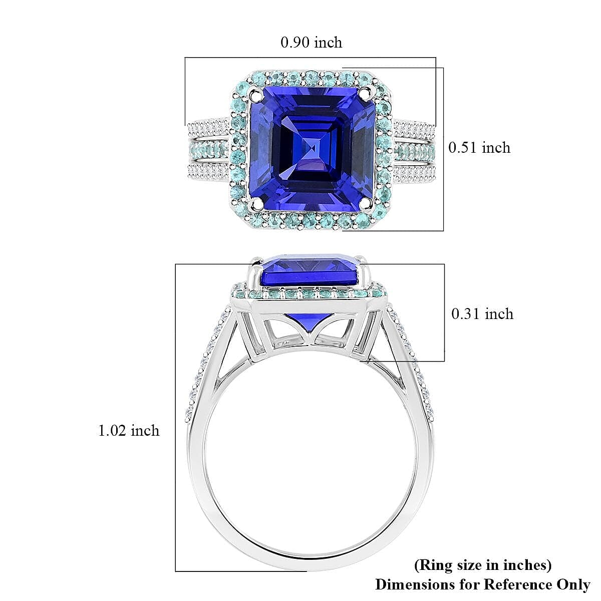 Certified & Appraised Rhapsody AAAA Tanzanite, Paraiba Tourmaline and E-F VS Diamond 6.25 ctw Ring in 950 Platinum (Size 6.5) 11.50 Grams image number 5