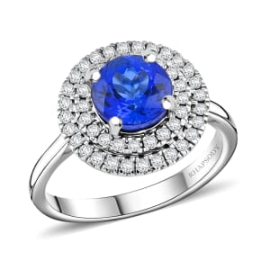 Certified & Appraised Rhapsody AAAA Tanzanite and E-F VS Diamond 1.55 ctw Ring in 950 Platinum (Size 10.0) 7.10 Grams